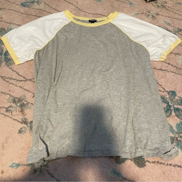 torrid Tops - TORRID Grey and white ringer tee with yellow rims #ringertee